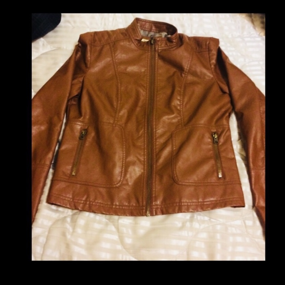 Brown Faux Leather Jacket